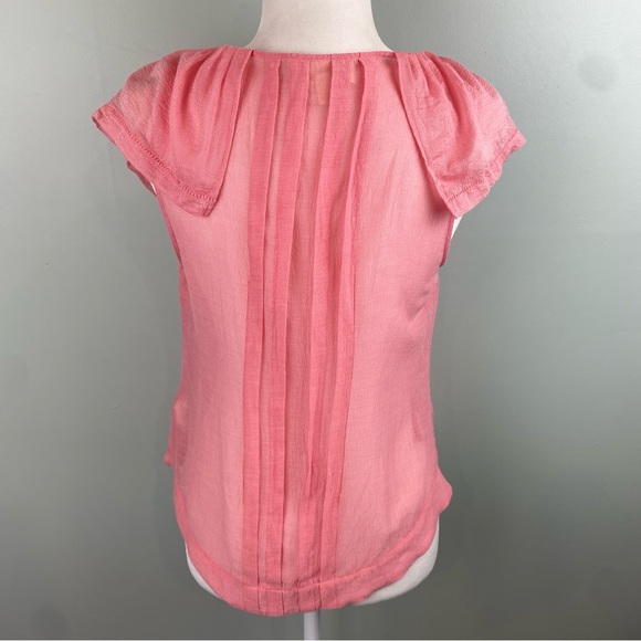 Anthro Moulinette Soeurs silk blend Ruffle button down sheer Blouse size 6 - Picture 6 of 10